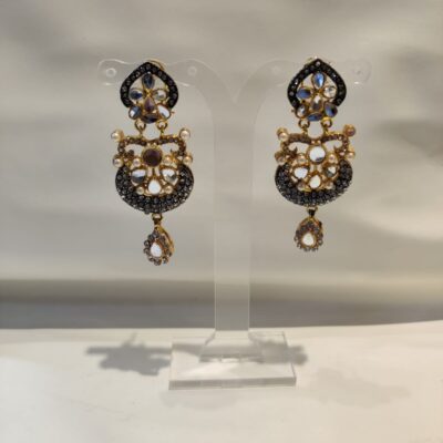 ✨ Regal Champagne Crystal Chandbali Drop Earrings ✨