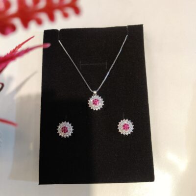 ✨ Radiant Ruby & Zirconia Snowflake Jewelry Set ✨