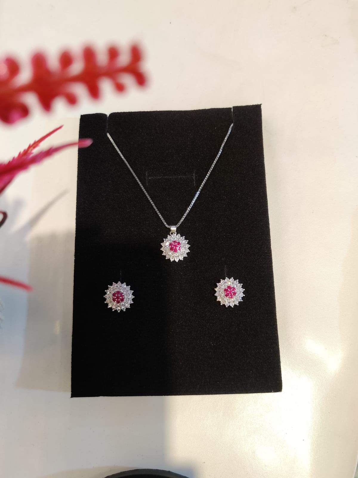 ✨ Radiant Ruby & Zirconia Snowflake Jewelry Set ✨
